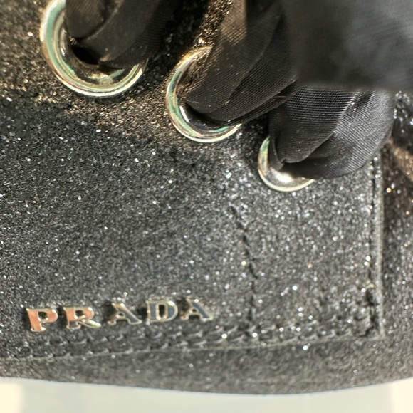 Prada 9B Black sparkle bow shoes - Picture 4 of 7